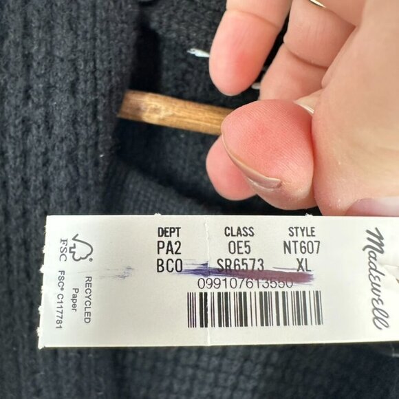 Madewell Merino Wool-Blend Scarf Sweater Jacket Women's Size XL Winter Chic NWT - Picture 6 of 10